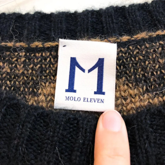 Molo Eleven Geometric Print Crew Neck Alpaca Blend Knit Scoop Neck Sweater L NWT - Picture 6 of 9